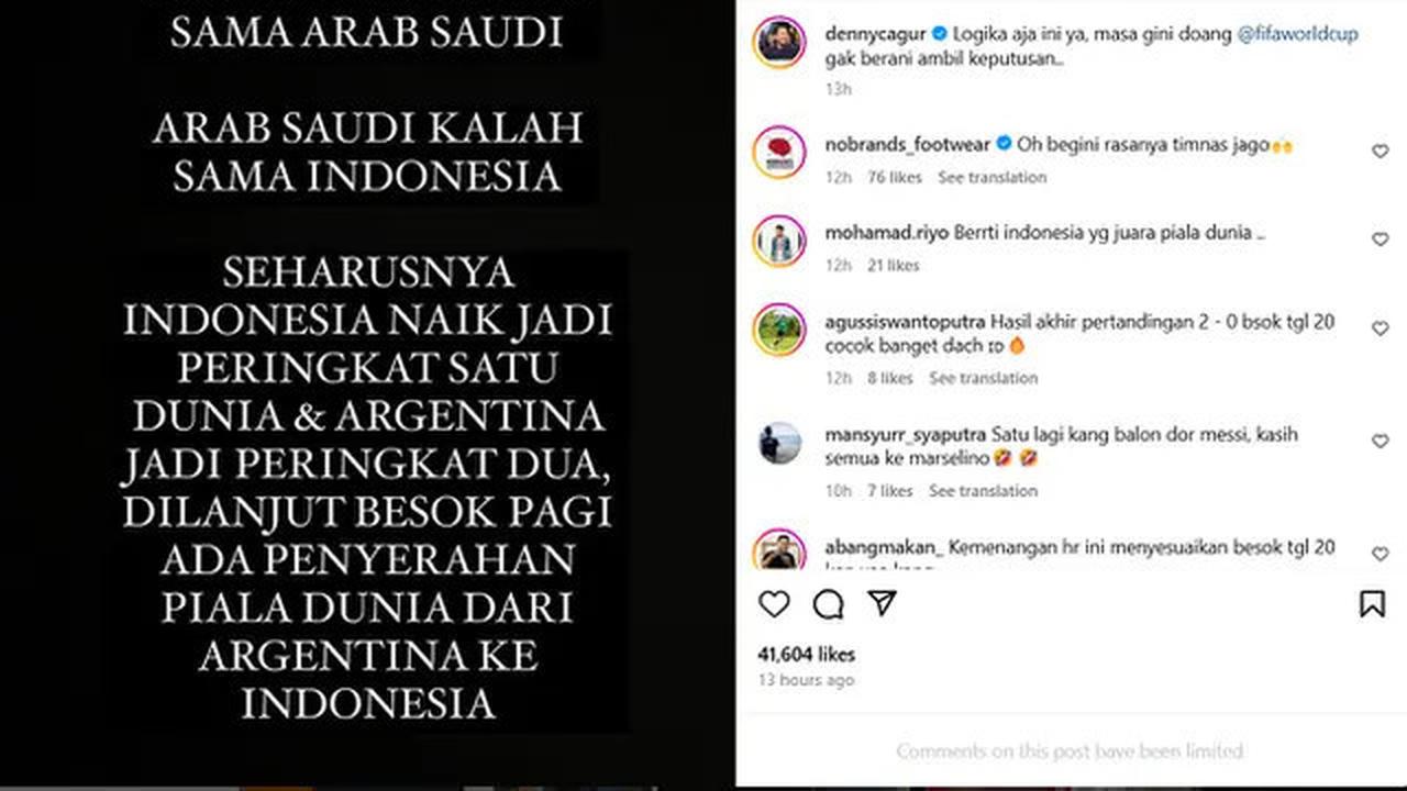 Denny Cagur DM Lionel Messi Usai Timnas Indonesia Menang vs Arab Saudi, Banggakan Kemenangan Skuad Garuda