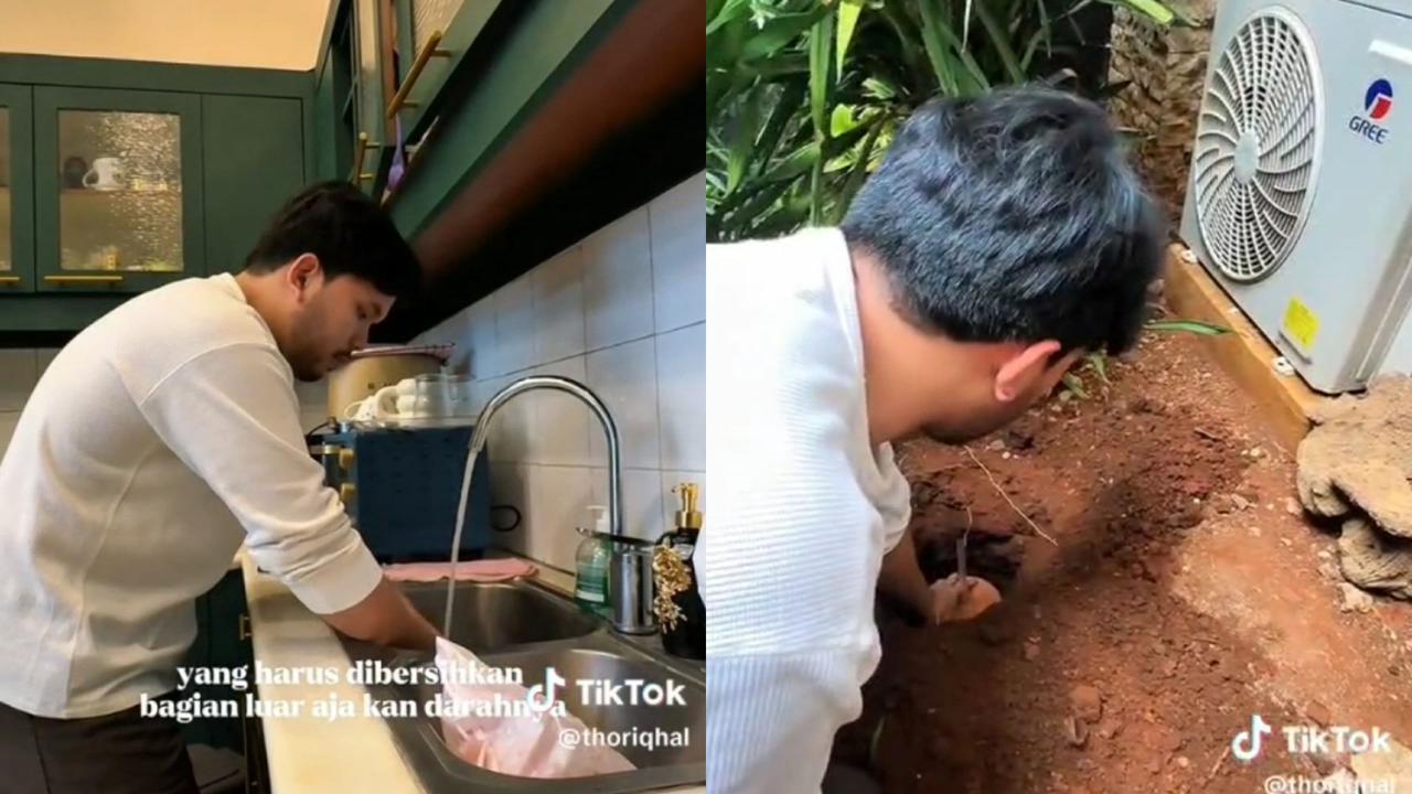 Momen Menyentuh Thariq Halilintar Mencuci hingga Mengubur Kubur Ari-Ari Anak Pertamanya