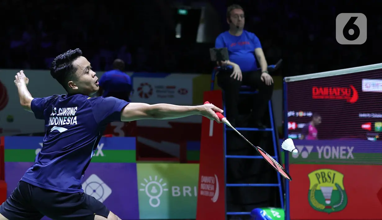 Anthony Ginting menang dengan skor 21-13, 21-15. (Bola.com/M Iqbal Ichsan)