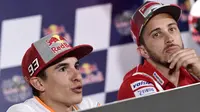 Marc Marquez sempat menyebut Andrea Dovizioso sebagai kandidat bagus pengganti Dani Pedrosa mulai MotoGP 2018. (JAVIER SORIANO / AFP)