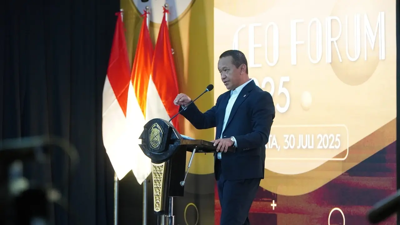 Menteri Energi dan Sumber Daya Mineral (ESDM) Bahlil Lahadalia pada gelaran CEO Forum 2025 di Kantor SKK Migas Jakarta, Rabu (30/7/2025).  (Dok SKK Migas)