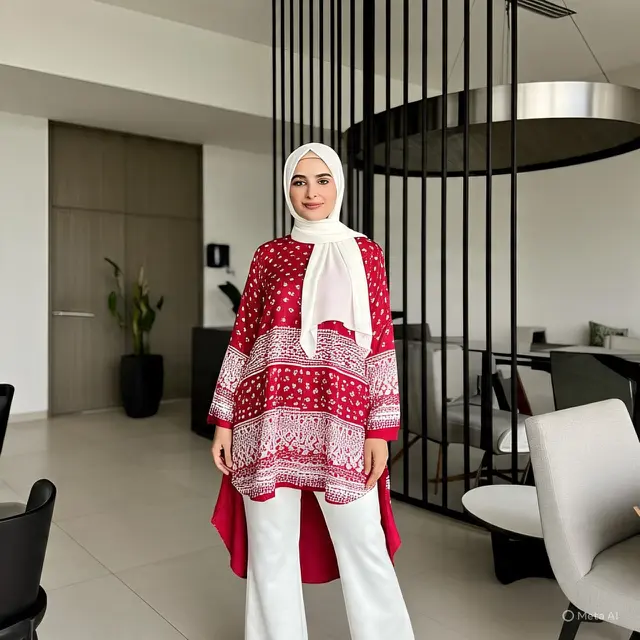 Ilustrasi tunik merah putih (Created by Meta AI)