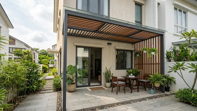 Teras dengan Pergola Minimalis