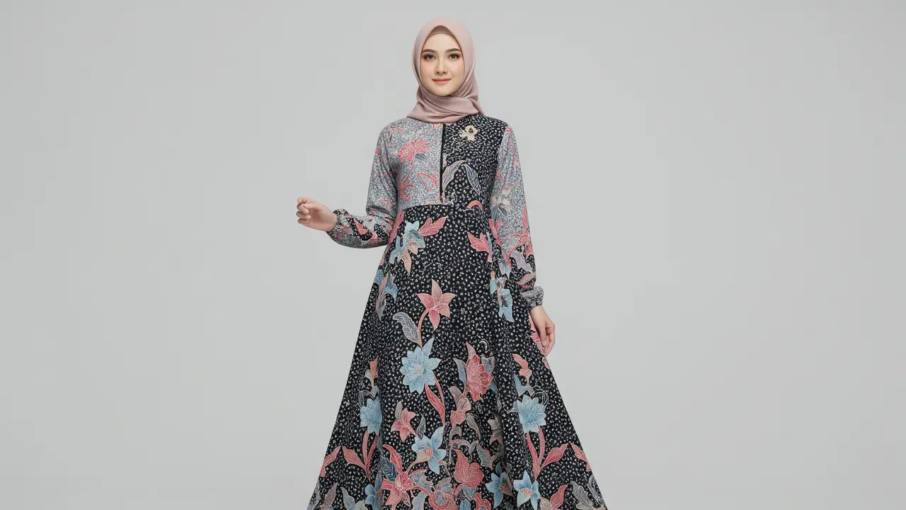 Gamis Batik Flare Dress Modern