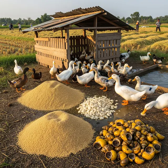 Model Ternak Bebek dan Tanam Padi Sederhana untuk Hemat Biaya Pakan (Image by Gemini AI)