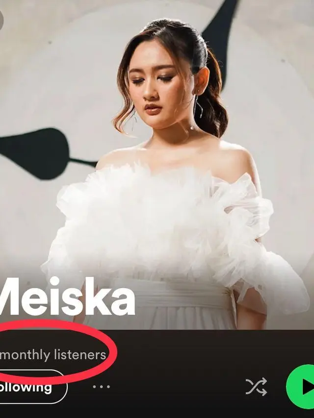 Meiska tercatat mendapatkan dua juta pendengar bulanan alias Monthly Listeners di Spotify