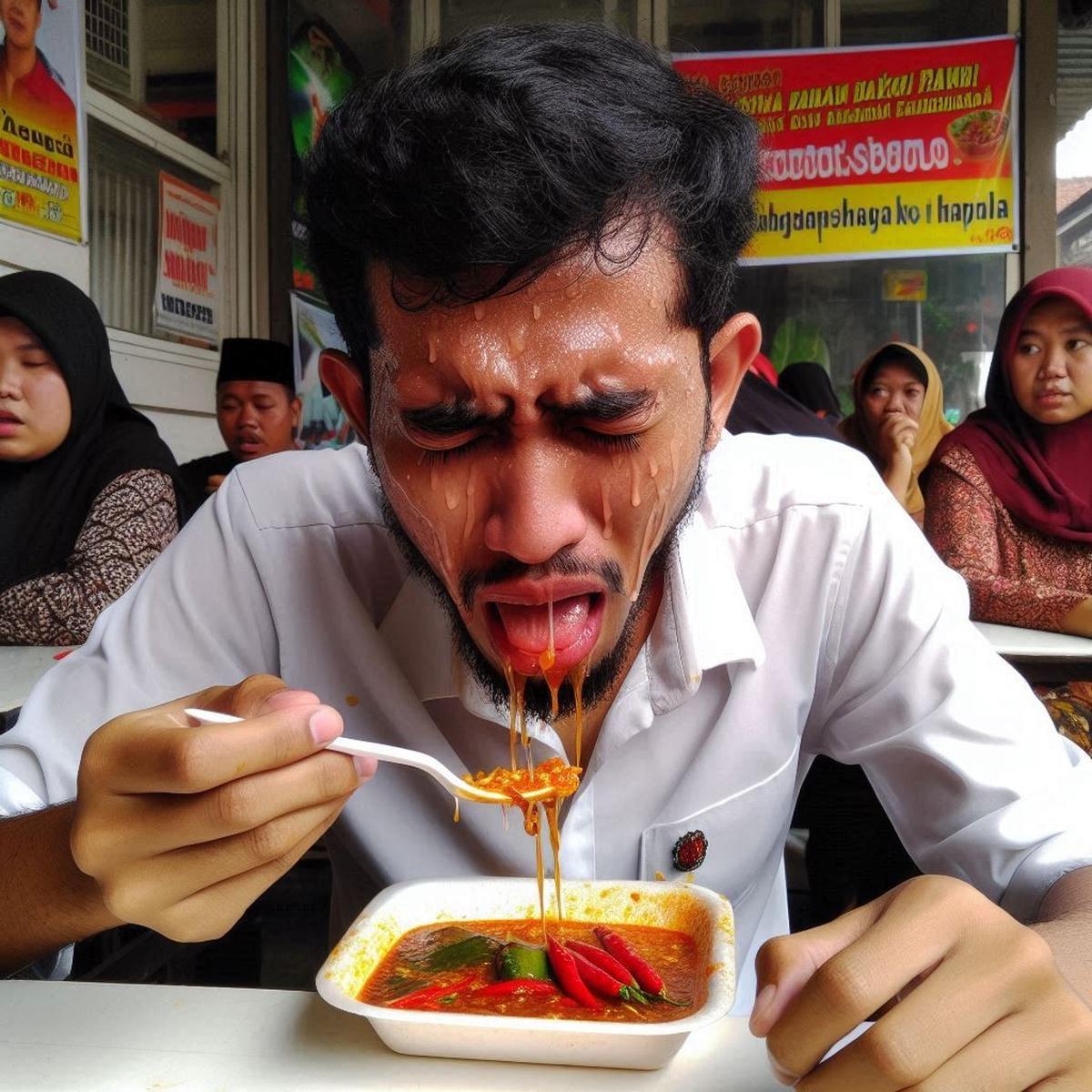 Ilustrasi Makan Makanan Pedas