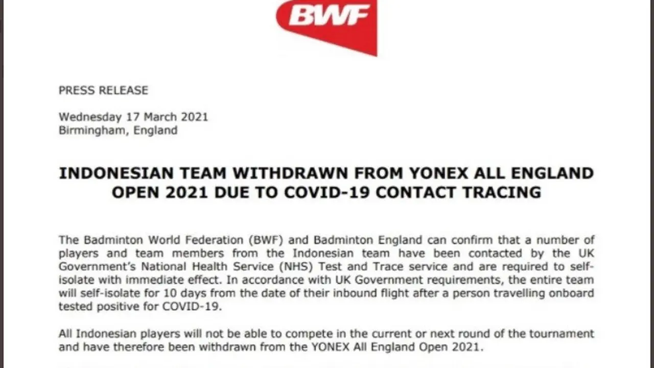 Pernyataan resmi BWF