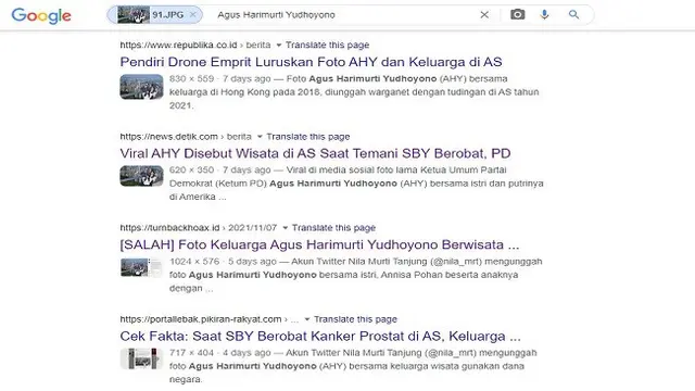 Gambar Tangkapan Layar Penelusuran Menggunakan Google Images.