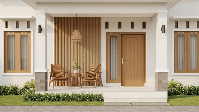 Tampak Depan Rumah Kampung Minimalis yang Bikin Hunian Terlihat Lebih Mewah (Image by Gemini AI)