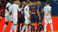 Aksi Neymar di lapangan pada laga Ligue 1 Prancis antara Paris Saint-Germain dan Marseille di Parc des Princes di Paris, Prancis, Minggu, 13 September 2020. (Foto AP / Michel Euler)