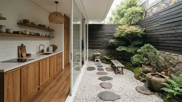 Zen Garden ala Jepang dengan Batu Koral