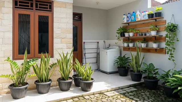 Contoh Rumah Sederhana 1 Lantai dengan Laundry Room Terbuka
