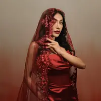 Denada kembali mencuri perhatian dengan menjadi pengantin bergaun merah di foto terbarunya [@denadaindonesia]