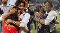 Meski mengalahkan tim milik Preity Zinta, Shahrukh Khan tetap memberi pelukan hangat kepada sang artis.