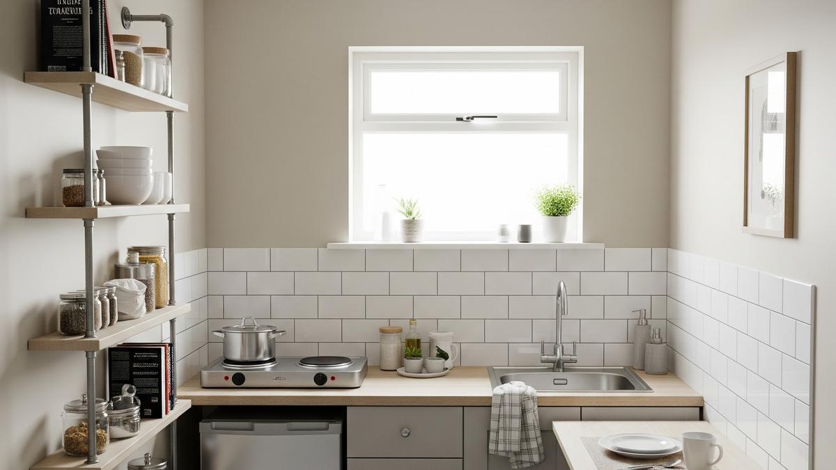 9 Desain Dapur Rumah Type 21 Ukuran 1x2 Meter dengan Rak Gantung dan Meja Lipat