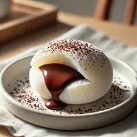 illustrasi mochi isi cokelat lumer copyright/ai generated