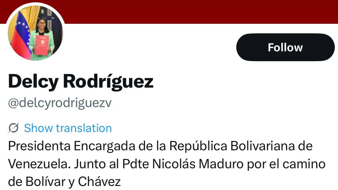 Tangkapan layar profil presiden sementara Venezuela Delcy Rodriguez di platform media sosial X.