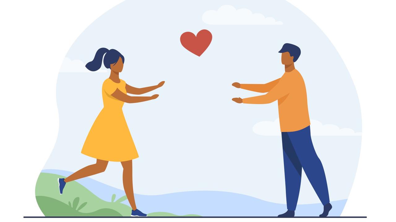 Ilustrasi pasangan, pacaran, kencan, memperjuangkan cinta