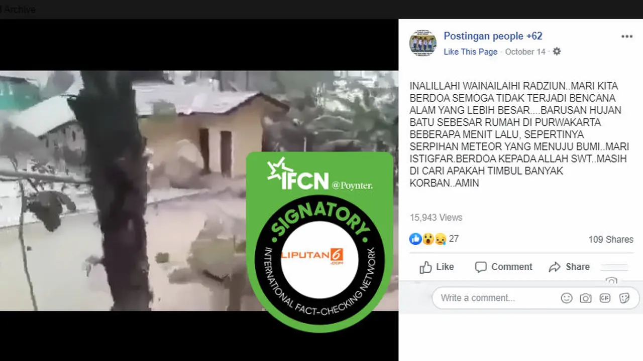 [Cek Fakta] Hujan Batu Sebesar Rumah di Purwakarta Adalah Serpihan Meteor? Ini Faktanya
