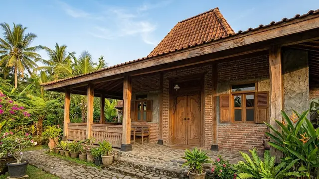 Desain dengan Ornamen Kayu Jati Alami