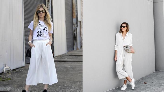 10 Potret Style  Fashionable dengan Celana  Kulot  Putih 