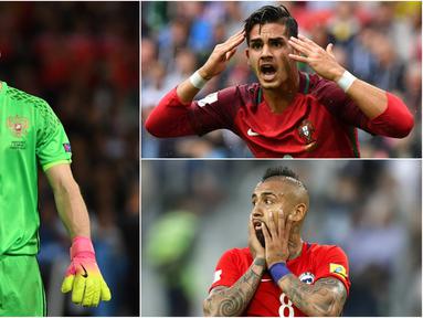 Berikut ini Arturo Vidal dan tiga pemain yang tidak mampu menunjukan perrmainan maksimal saat ajang Piala Konfederasi 2017. (Foto-foto Kolase AFP dan EPA)