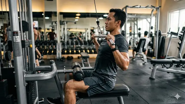 ilustrasi latihan di gym