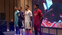 Igor Rodrigues, Javlon Guseynov, Ryuji Utomo, dan Kurniawan Kartika Ajie dalam acara launching Persita Tangerang di Novotel BSD Tangerang, Kamis (27/8/2026). (Bola.com/Hery Kurniawan)