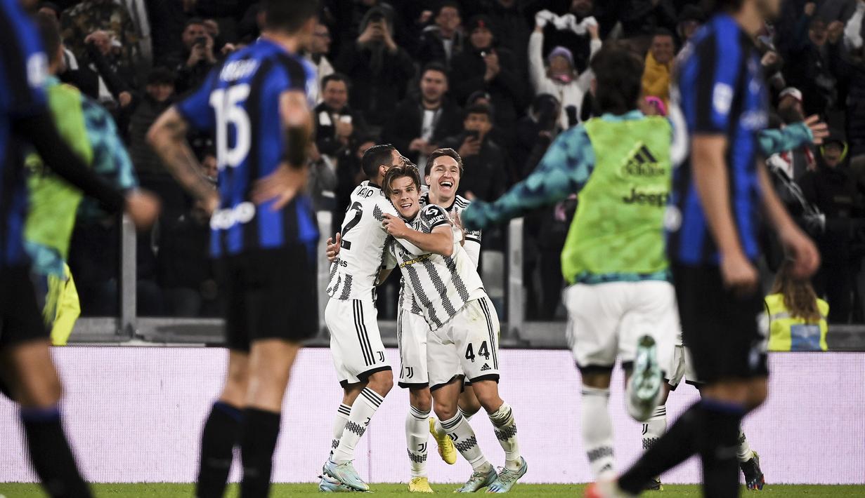 Juventus berhasil memenangi laga bertajuk Derby d'Italia pada giornata ke-13 Liga Italia 2022/2023 melawan Inter Milan di Allianz Stadium, Senin (7/11/2022) dini hari WIB. (AP/LaPresse/Fabio Ferrari)
