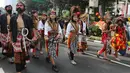 Pemerintah menggelar Pawai Budaya Reog Ponorogo di Jakarta sebagai upaya mendorong pengusulan dan pengakuan Warisan Budaya Tak Benda (WBTB) dari UNESCO, sekaligus menyemarakkan HUT ke-78 Republik Indonesia. (Liputan6.com/Herman Zakharia)