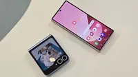 Galaxy Z Fold 6 dan Galaxy Z Flip 6 yang baru diluncurkan di Samsung Unpacked 2024 di Paris, Prancis. (Liputan6.com/Agustin Setyo Wardani)