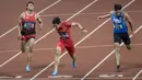 Pelari Indonesia, Lalu Muhammad Zohri, saat berlaga pada nomor 100 meter Asian Games di SUGBK, Jakarta, Minggu (26/8/2018). Lalu Zohri finish di urutan ke tujuh dengan catatan waktu 10,20 detik. (Bola.com/Vitalis Yogi Trisna)