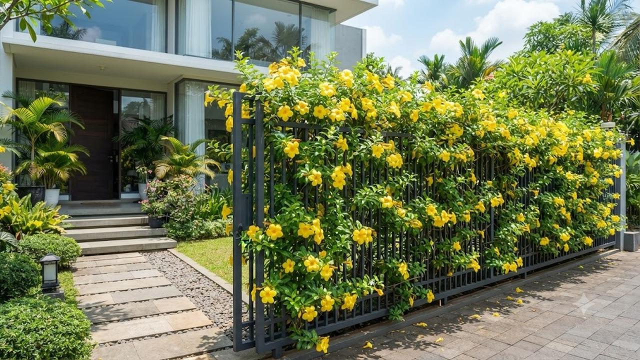 Bunga Terompet Berwarna Kuning Cerah (AI Generated)