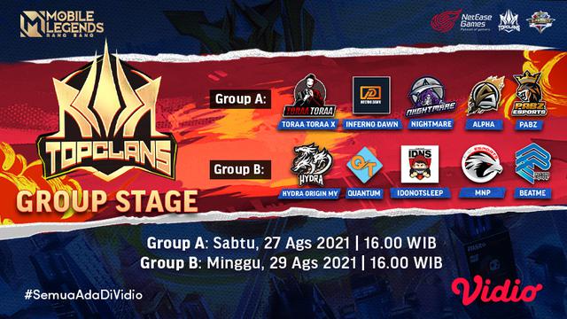 Jadwal dan Live Streaming Top Clans 2021 di Vidio Pekan Ini, 28 dan 29 Agustus 2021