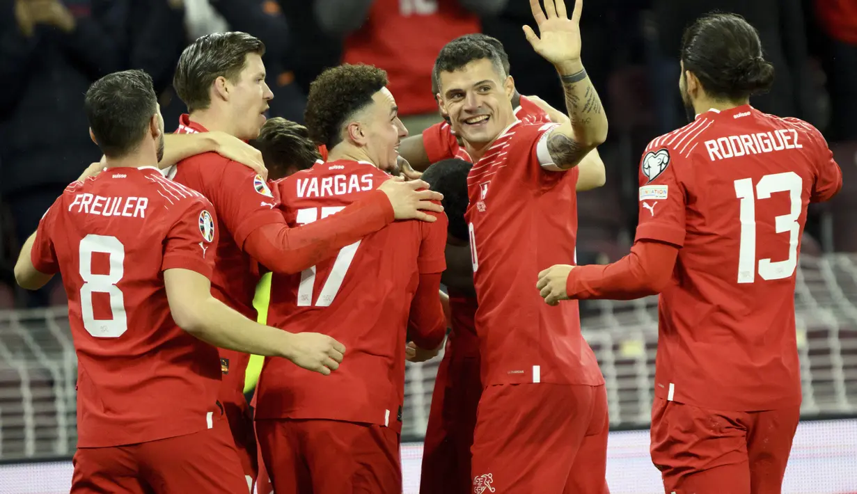 Swiss menang telak atas Israel dengan skor 3-0. (Salvatore Di Nolfi/Keystone via AP)