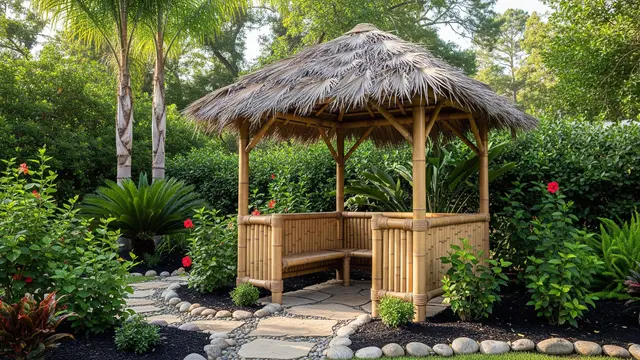 Ide Gazebo Mini dari Bambu untuk Tengah Kebun Belakang Rumah/Gemini AI