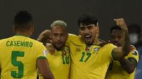 Timnas Brasil meraih kemenangan tipis 1-0 atas Peru dan berhak melaju ke final Copa America 2021. (AFP/Mauro Pementel)