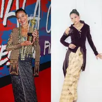 Maudy Ayunda memakai kebaya yang senada dengan karakternya  di film Losmen Bu Broto.