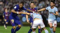 Barcelona bermain 2-2 kontra Celta Vigo pada laga pekan ke-33 La Liga Spanyol, di Estadio de Balaidos, Selasa (17/4/2018) waktu setempat. (AFP/Miguel Riopa)