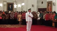 Ahok saat dilantik Presiden Jokowi sebagai Gubernur DKI Jakarta. (Liputan6.com/Sugeng Triono)