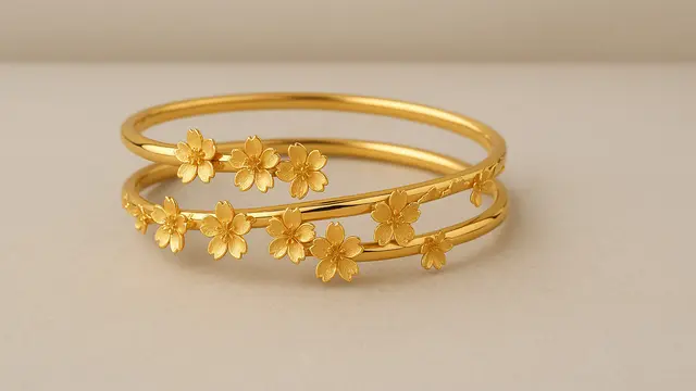 Desain Gelang Lilit Emas Motif Bunga 24 Karat Terbaru 2025/AI