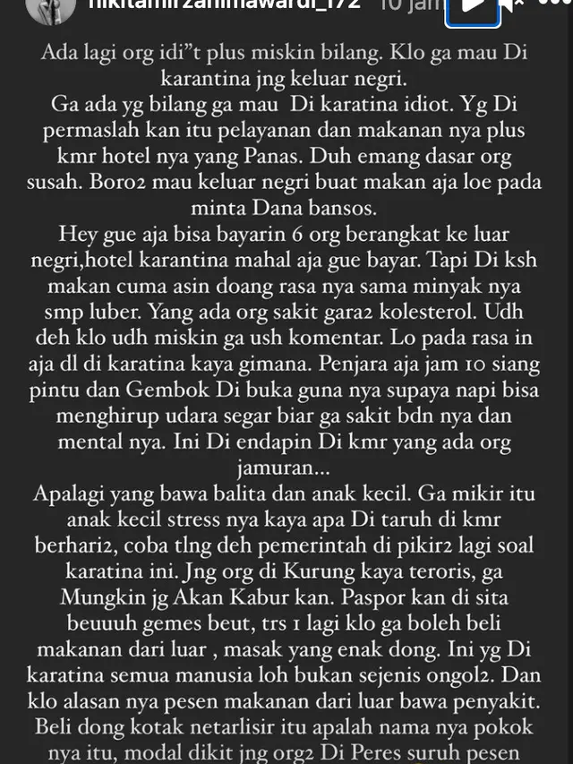 Unggahan Nikita Mirzani. (Foto: Instagram @nikitamirzanimawardi_172)