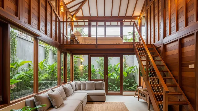 Mezzanine Kamar Tidur Utama Bertema Tropis