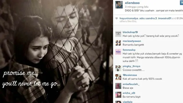 Kemsraan Aliando dan Prilly di Instagram