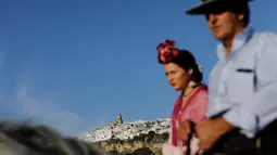 Pemandangan Pueblos Blancos atau Desa Putih di tengah perbukitan Andalusia, Spanyol Selatan, 16 September 2016. Desa Putih merupakan kota yang terdiri dari sekumpulan desa dengan seluruh bangunan bercat putih. (REUTERS/Marcelo del Pozo)