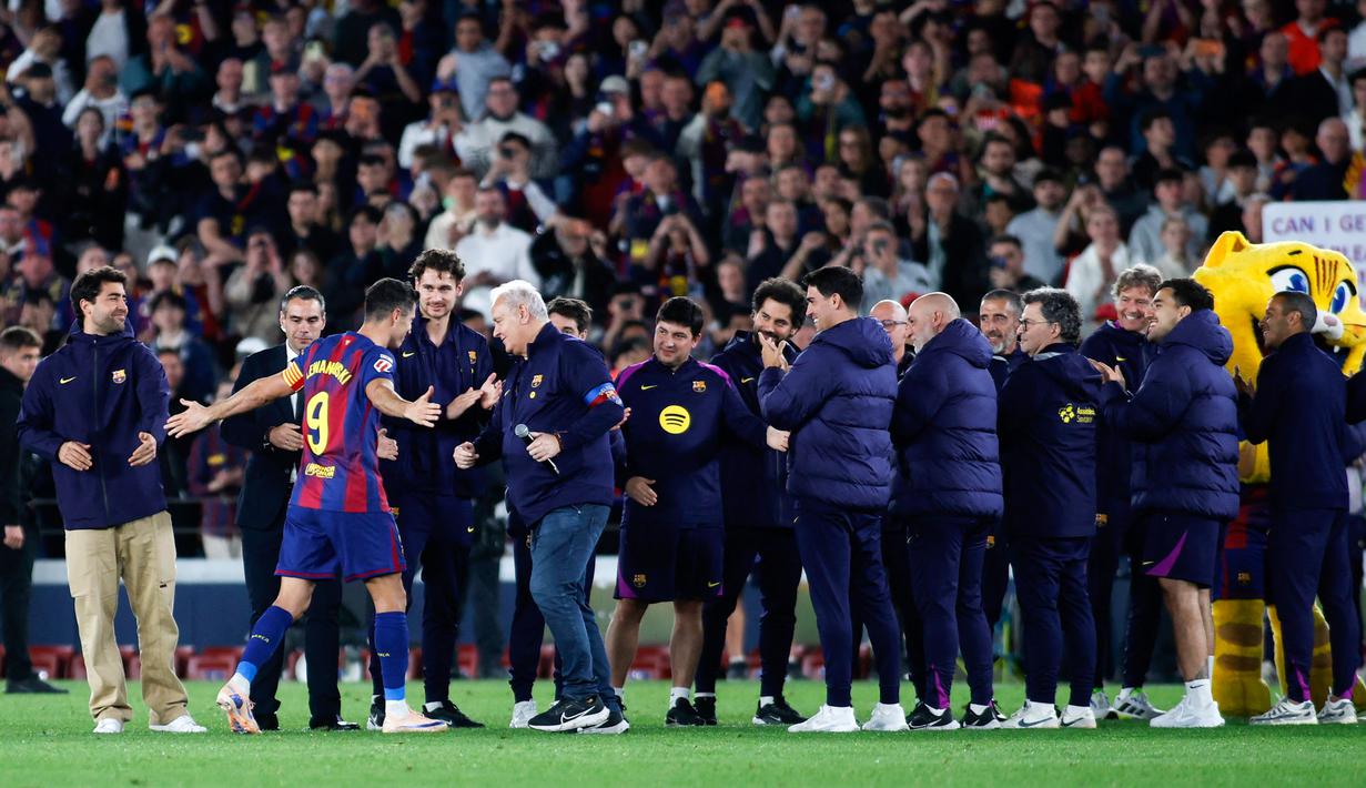 Selama empat tahun berkarir di Spanyol, Lewandowski bisa dikatakan tampil dengan impresif. Ia berhasil mempersembahkan tiga gelar La Liga untuk tim asal Catalunya tersebut berkat ketajamannya di ujung tombak Barcelona. (AFP/Jaime Reina)