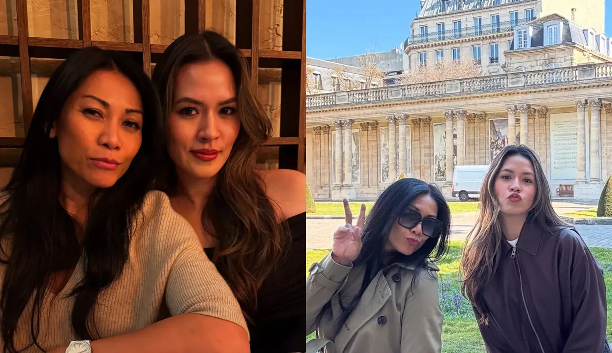 Anggun C Sasmi dan Raisa pancarkan aura diva yang fashionable saat hangout bareng di Paris. Keduanya tampil kontras na [@anggun_cipta]