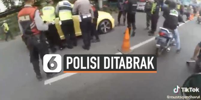 VIDEO: Detik-Detik Polisi Ditabrak Hingga Terpental di Pos Penyekatan Klaten