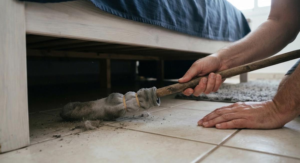 Membersihkan Kolong Tempat Tidur